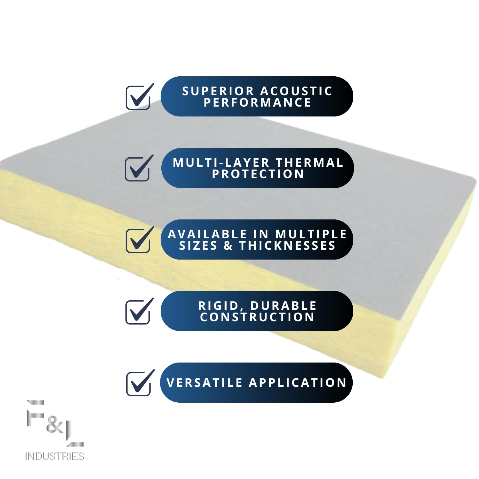 F&L R4 Fiberglass Board Acoustic Insulation Panels – 1″ to 2″ Thick, 24″x24″ and 24″x48″ – Thermal Soundproofing for Walls, Ceilings, Studios & HVAC Duct Applications (1in x 24in x 24in)