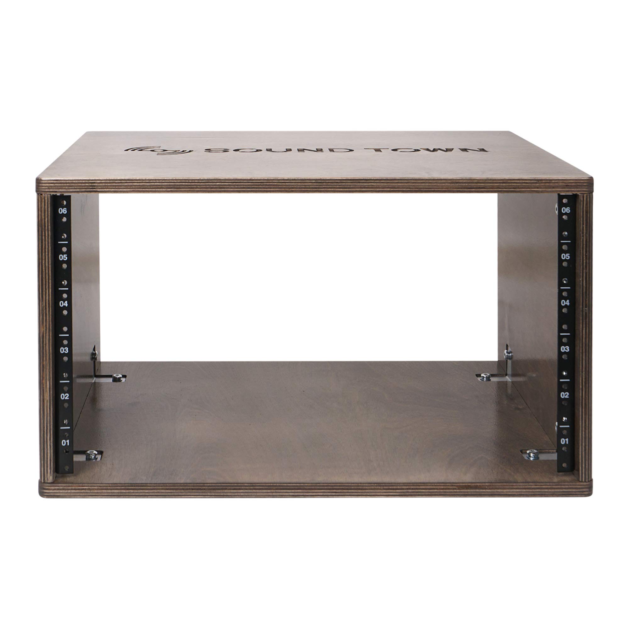 Sound Town DIY 6U Studio Rack with Solid Baltic Birch Plywood, Weathered Brown (SDRK-Y6B)