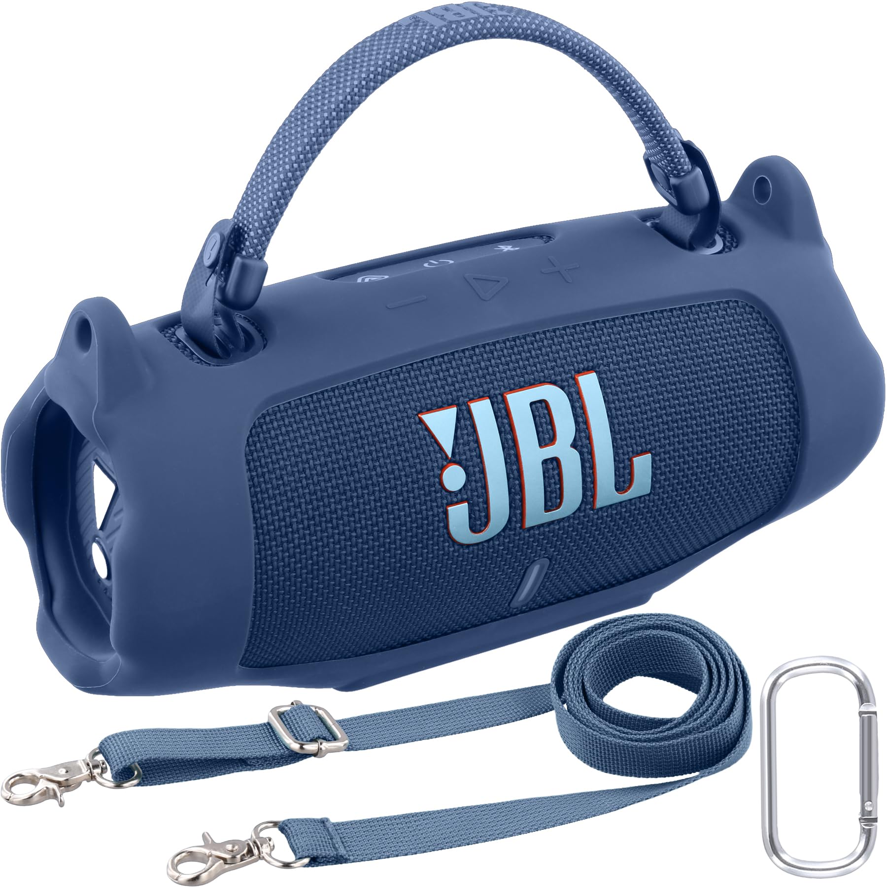 khanka Silicone Case for JBL Charge 6 Waterproof Speaker+Shoulder,Blue