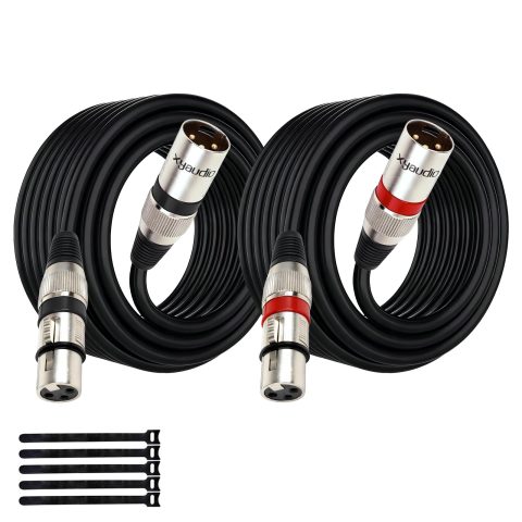 xyaudio Balanced XLR Cable, 50ft 2 Packs, 3 Pin Male to Female Microphone Cable, XLR to XLR Mic Cable for Speaker or PA System, PVC Jacket
