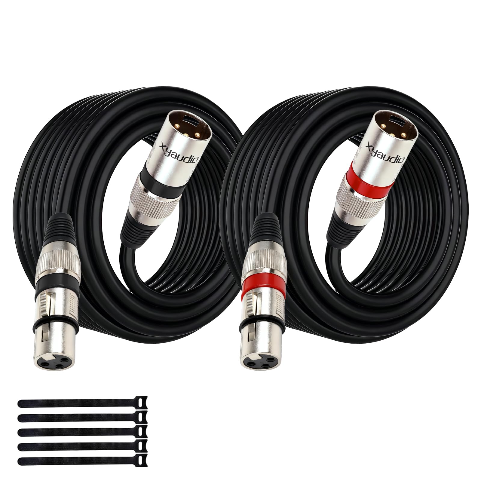 xyaudio Balanced XLR Cable, 50ft 2 Packs, 3 Pin Male to Female Microphone Cable, XLR to XLR Mic Cable for Speaker or PA System, PVC Jacket