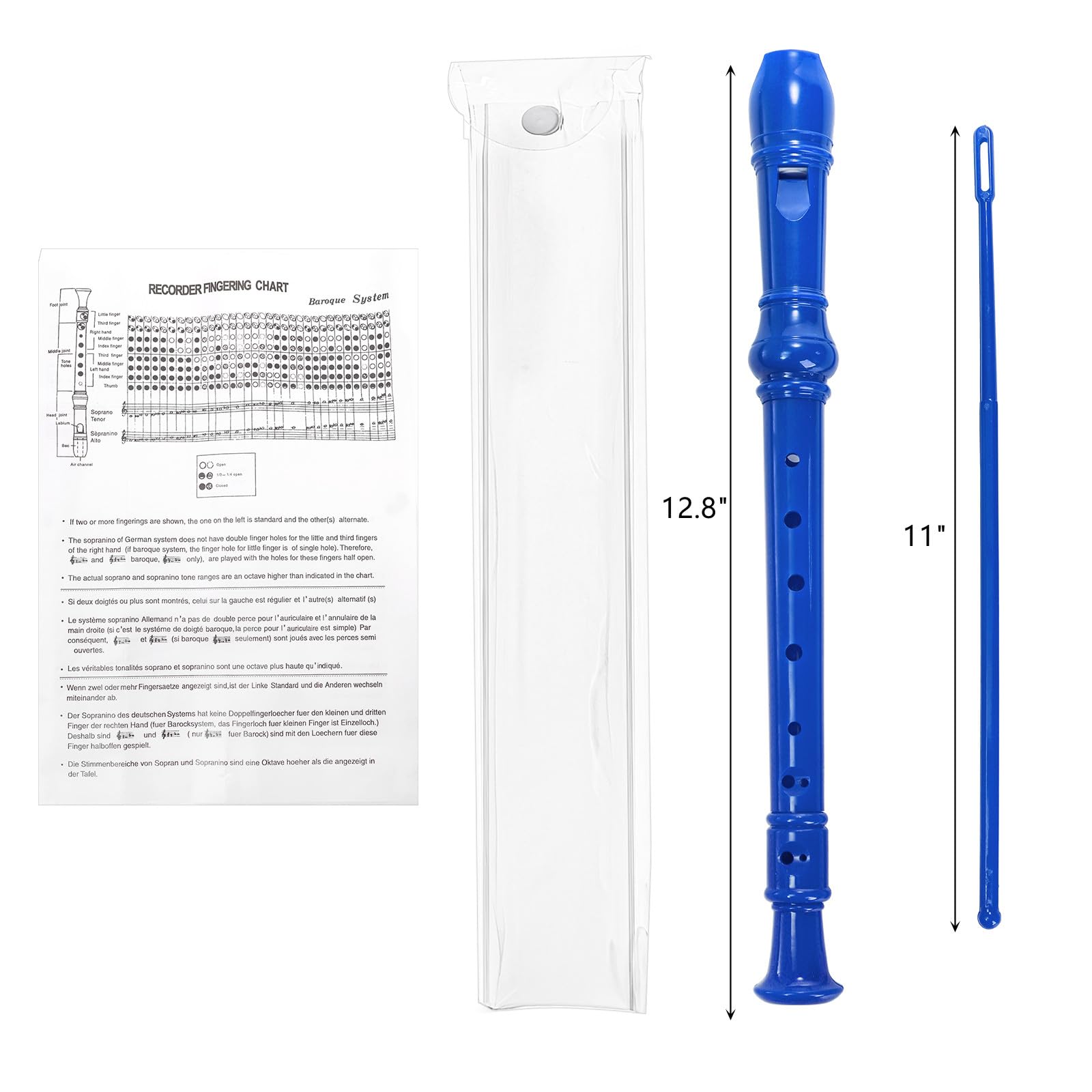 ZEAYEA 6 Pack Soprano Recorder Instrument, German Style Fingering 8 Hole Descant Flute, Detachable Descant Recorders with Cleaning Rod and Fingering Chart for Beginners Music Parties Musical Education