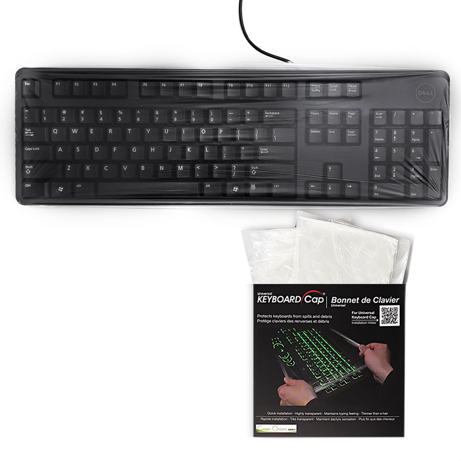 Green Onions Supply Universal KeyboardCap. Fully Covered Flat Style 0.025mm Waterproof Anti-Dust Desktop Keyboard Cover with Numeric Hospital/Dentist Use (0.03mm Size M(2 Packs))