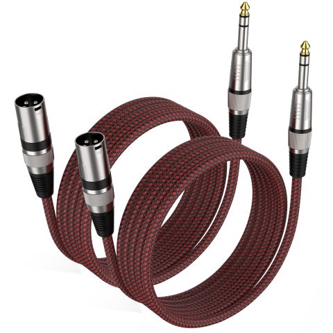 BIFALE 1/4” TRS to XLR Male Cable – 6 FT 2Pack, Balanced Mic Cable for Power Speaker, Mixer, Amplifier and More