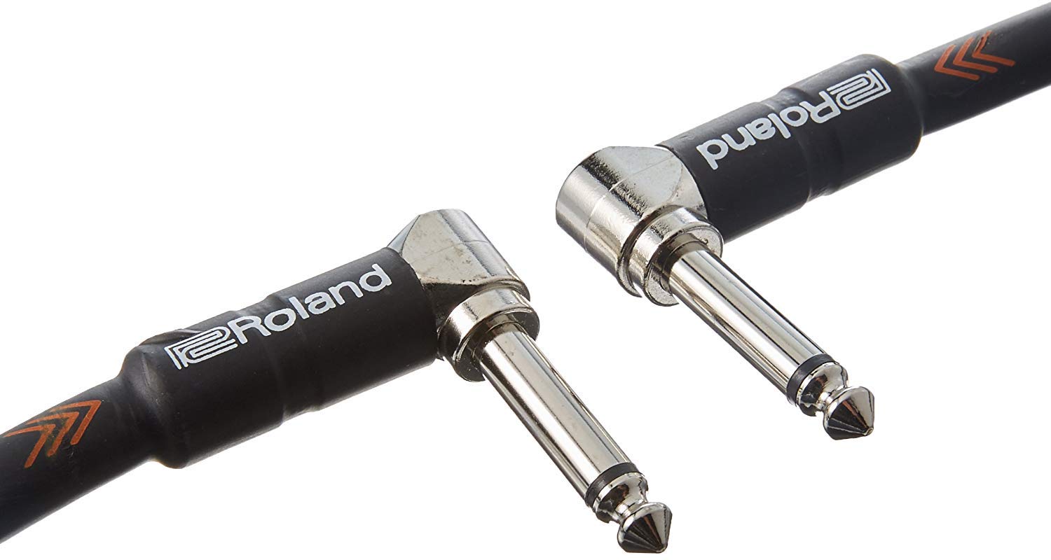 Roland Black Series Instrument Cable, Angled/Angled 1/4-Inch Jack, 3-Feet (Pack of 2)