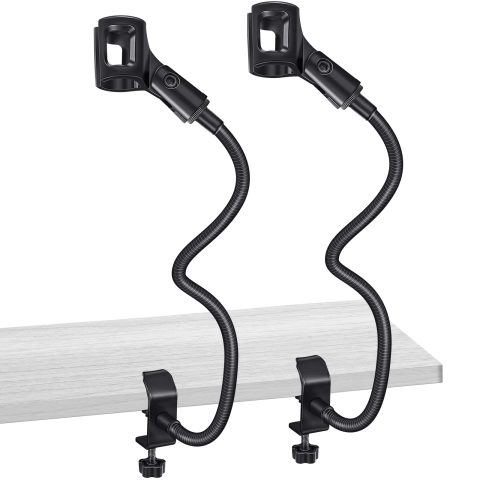 Flutesan 2 Sets Gooseneck Mic Stand 13 in Flexible Desktop with Desk Clamp