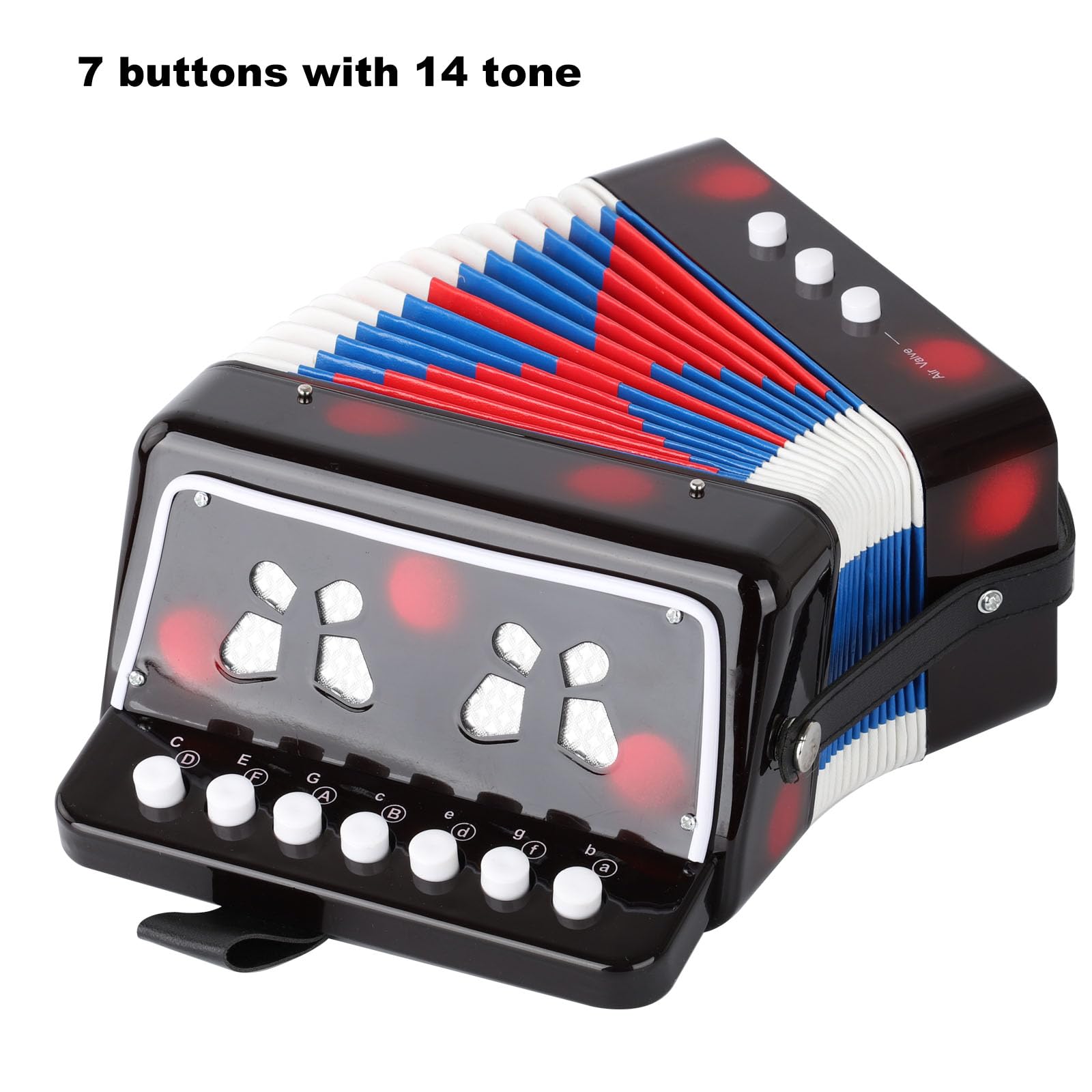 BGMUSER kids Accordion 10 Buttons Keys Toy Accordion MIni Accordian Musical Instrument for Children Beginners (Black)