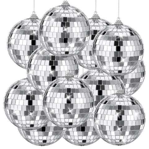 12 Pcs Small Disco Balls, 4 Inch Mirror Mini Disco Balls with String
