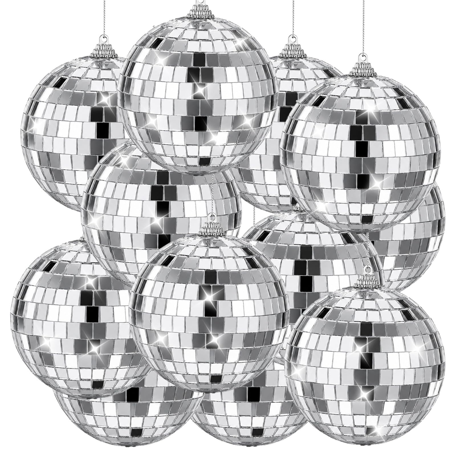 12 Pcs Small Disco Balls, 4 Inch Mirror Mini Disco Balls with String