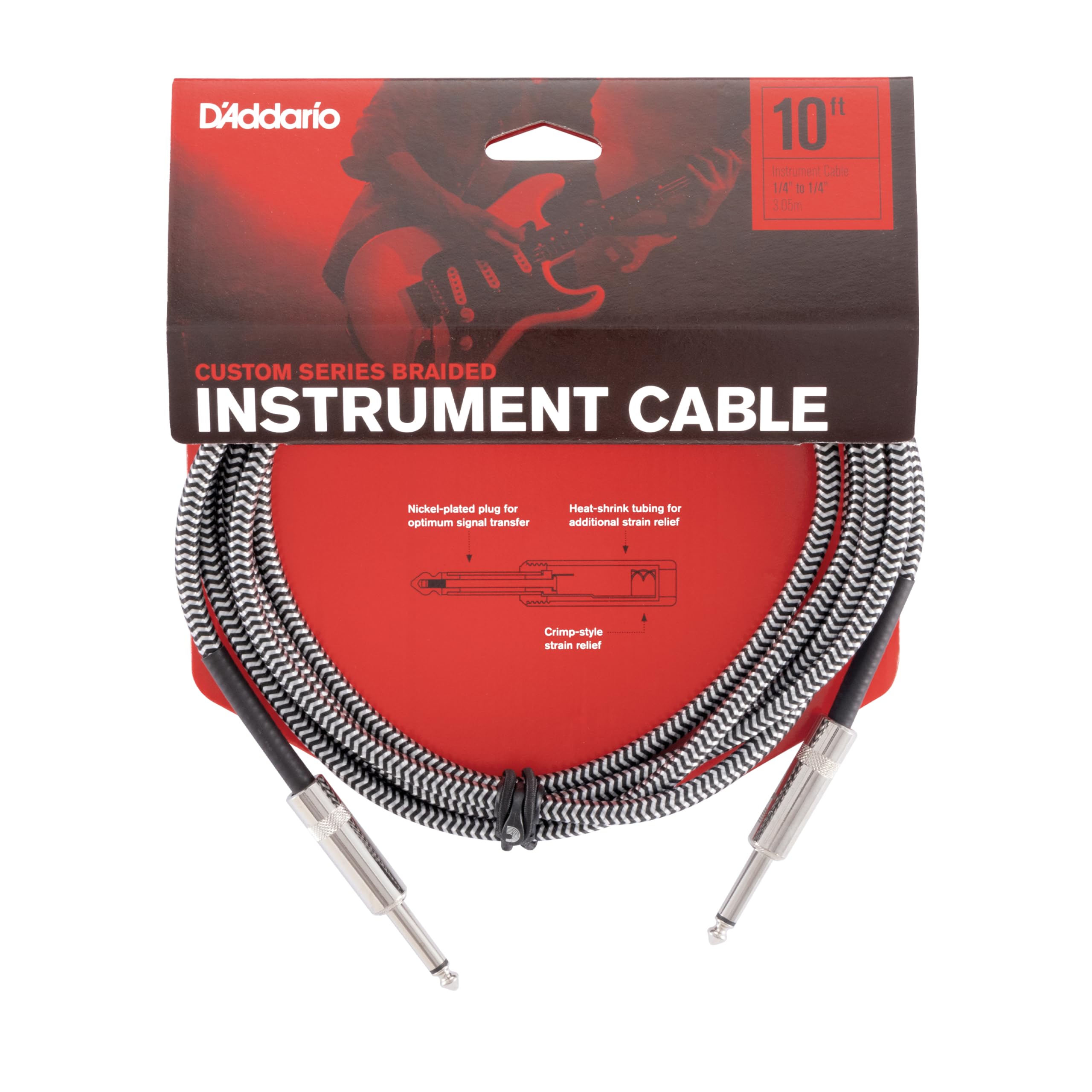 D’Addario PW-BG-10BG Instrument Cable – 10 Feet