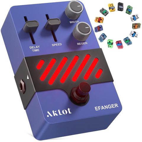 AKLOT Flanger Electric Guitar Pedal: Classic Jet Sweep to Deep Modulated Swirl, Dynamic Touch-Responsive Modulation, Mini Guitar Effects Pedal True Bypass, NEON JetPhase
