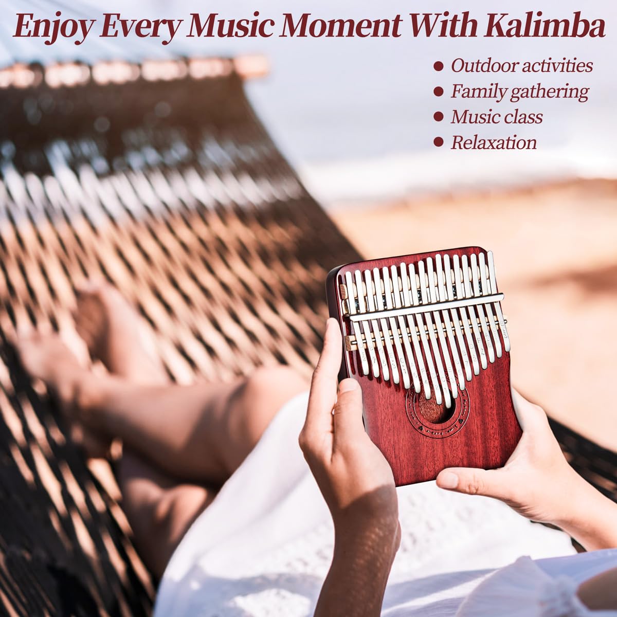 Kalimba Thumb Piano 17 Keys Finger piano (Wine red)
