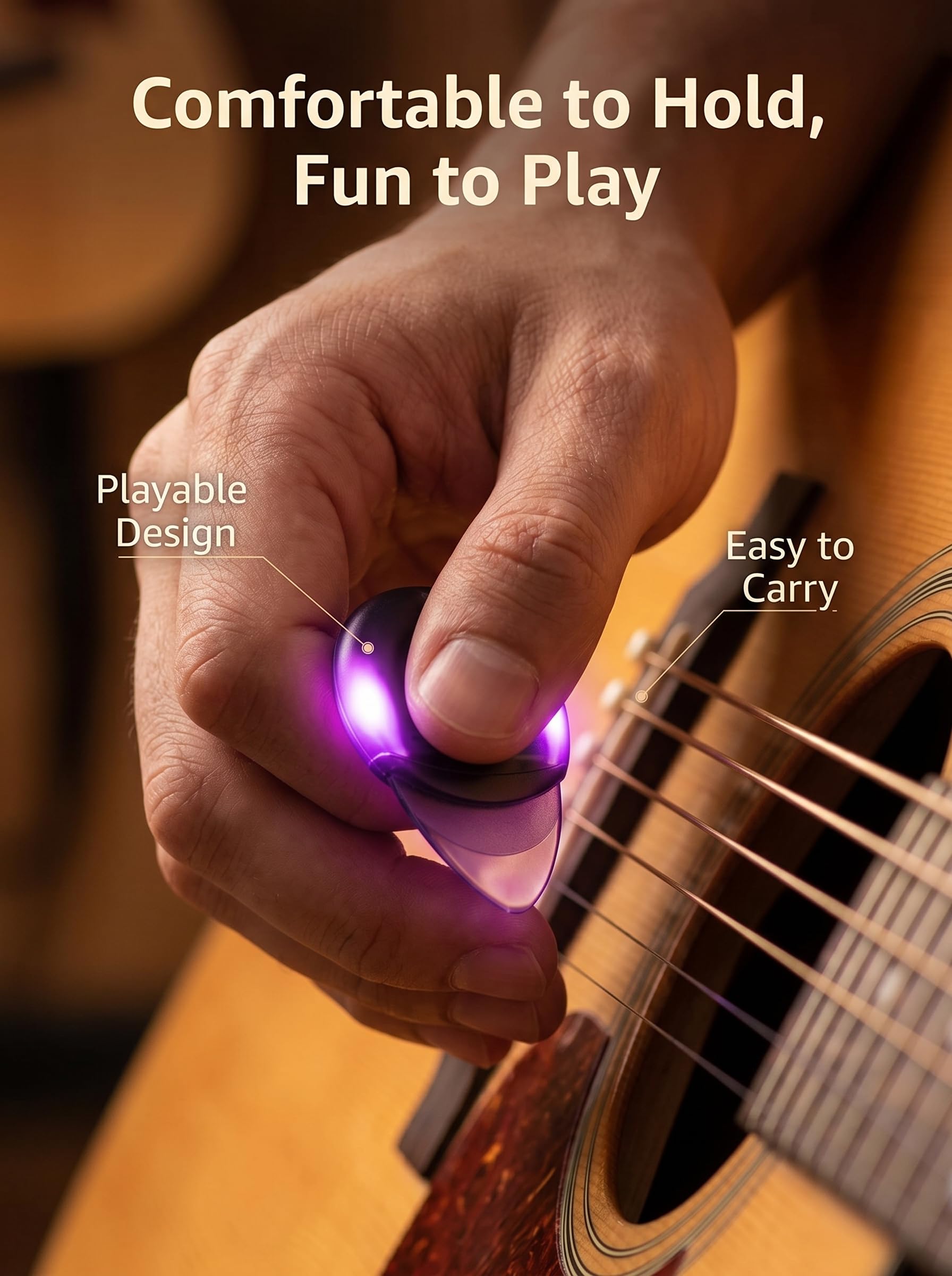 Purple Red LED Light Up Guitar Pick 1 Pack, Gift for Electric Bass Players