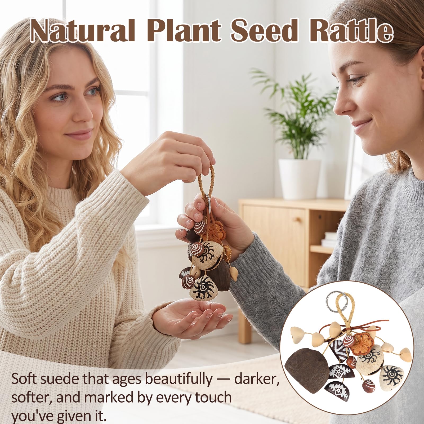 GOGHOST African Natural Cacho Seed Rattle Hand Percussion Gifts, Musical Instruments Bag Charm Car Decor Home Decoration Juju, Chacha, Pala, Panji, Salin(Mixed Nutshells)