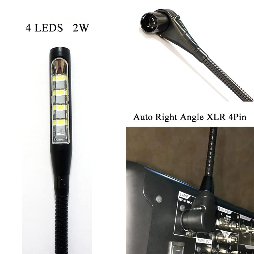 24 inch 2 watt Right Angle XLR 4PIN LED Mixer gooseneck lamp for Yamaha BEHRINGER Allen&Heath Mixer (XLR 4Pin Port)