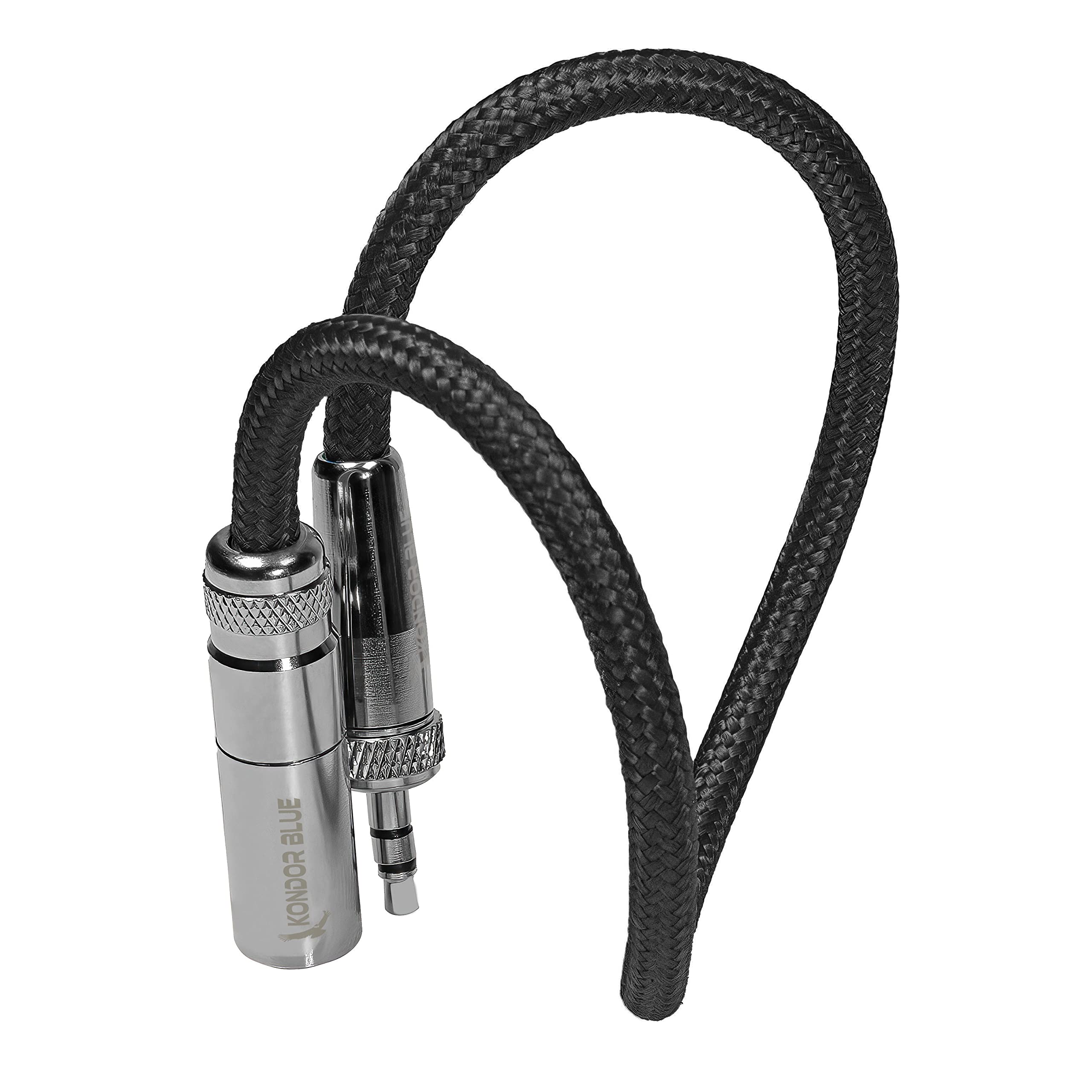 KONDOR Blue | 12 Inch Mini XLR (TA3) 3-Pin to 3.5mm TRS Locking Adapter Cable | for Compatible Lavalier Mics & Wireless Receivers, Nylon Braided, Reinforced Connectors | Black