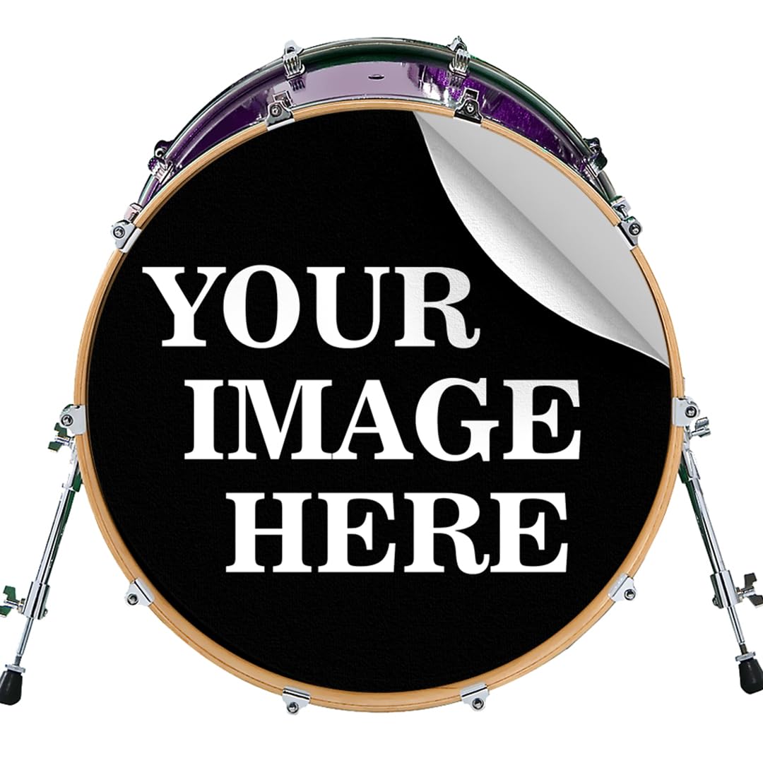 Custom Bass Drum Decal – Personalized Custom Stickers for Drums, Full Color Logo Band, Bass Drum Head Wrap, Easy Apply & Remove for Professional or DIY Kits, Made in USA