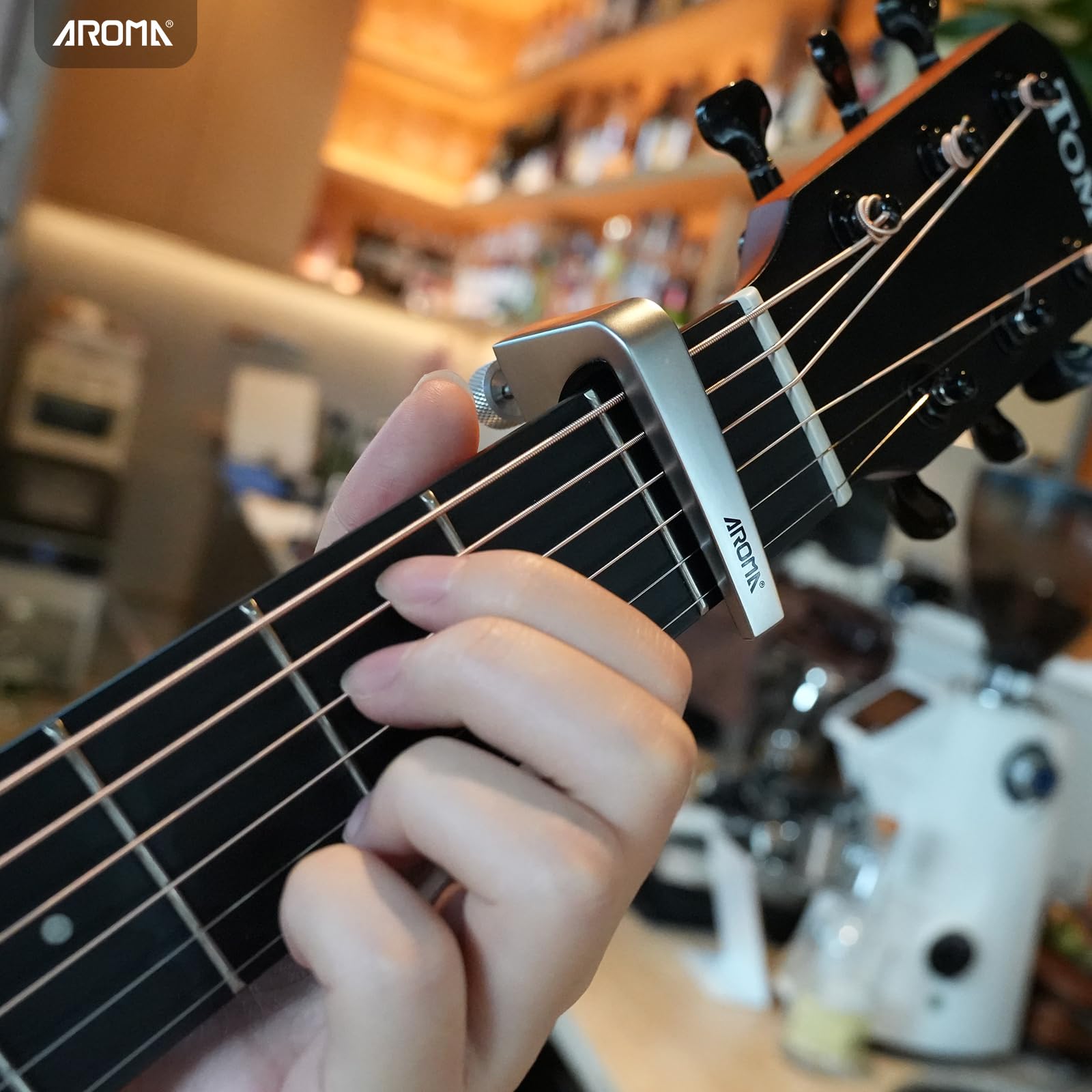 Aroma Guitar Capo Adjustable Tension Performance Capo for 6 Strings Acoustic Electric Guitars