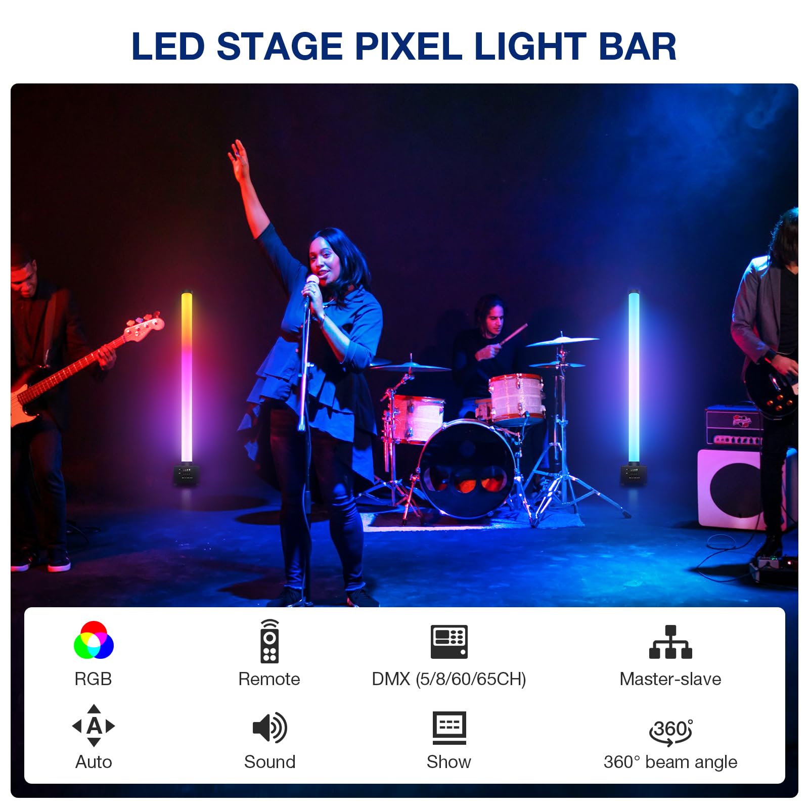 OPPSK Battery Powered Pixel Tube Light Bar for Stage Party