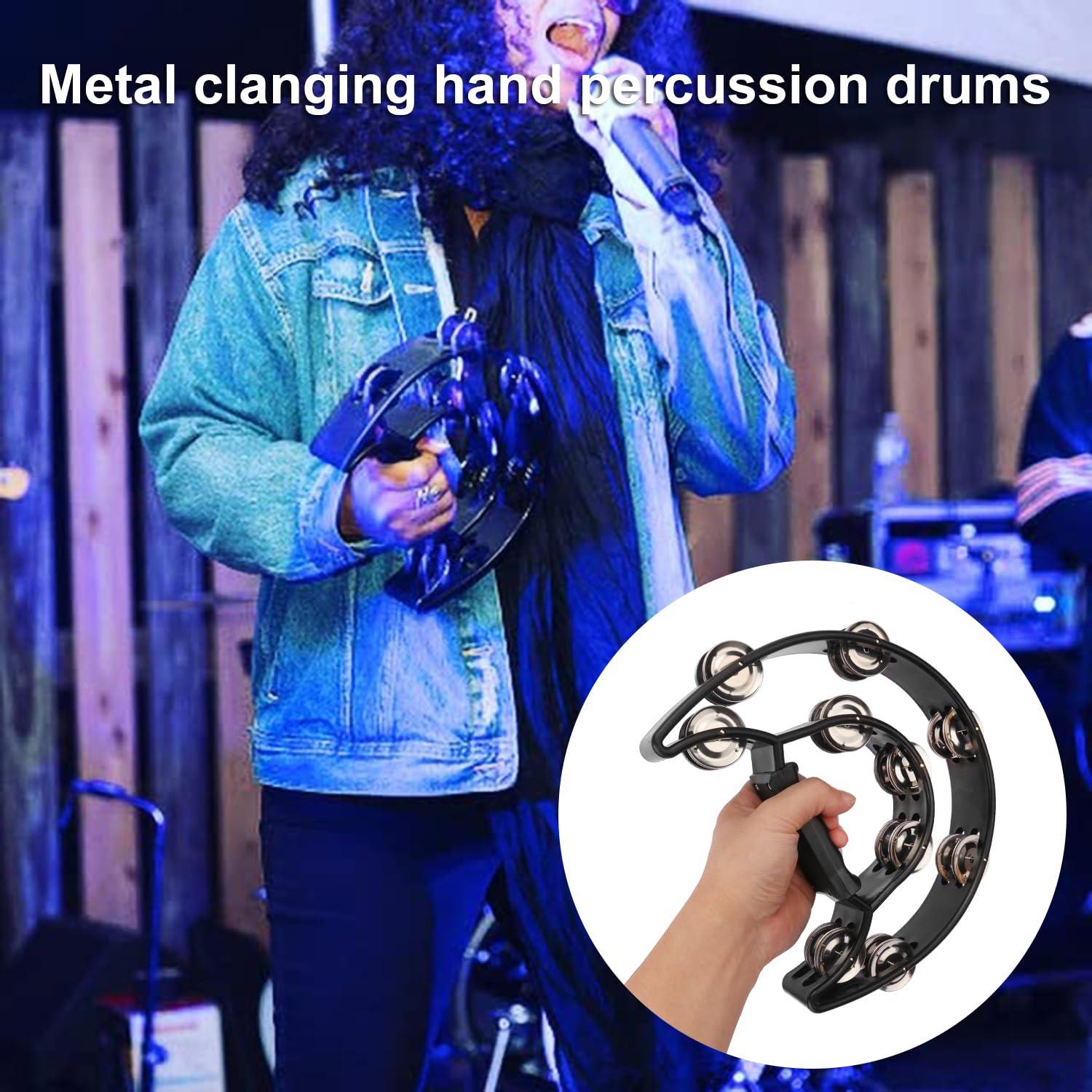 IHDYPPEW 6 Pack Double Row Tambourine, 9.06 inch
