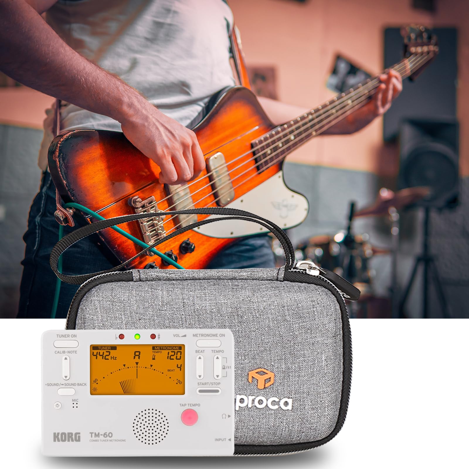 Aproca Grey Hard Storage Travel Case, For Korg TM70 Tuner (TM70TBK) / Korg TM60BK / WEGROWER Tuner Metronome and Accessories