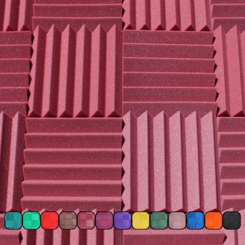 Soundproofing Acoustic Studio Foam – Burgundy Color – Wedge Style Panels 12”x12”x2” Tiles – 4 Pack