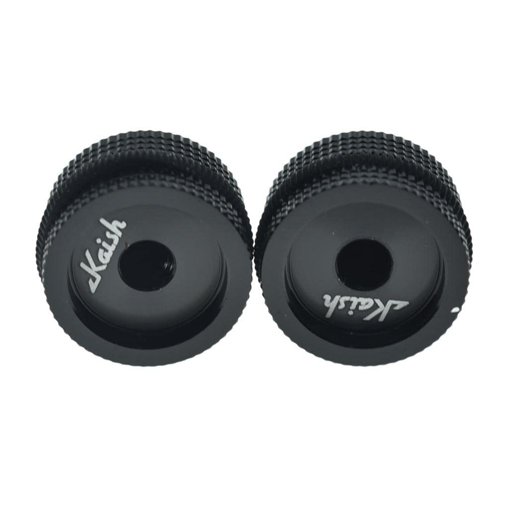 KAISH 2-Pack 63/64″(25mm) Diam. Aluminium Potentiometer Knobs 1/4″ Universal Metal Pot Knobs for Guitar/Bass/AMPS Amplifier/Power Amplifier/Preamps/Audio Equipments Black with Black Rubber o-ring