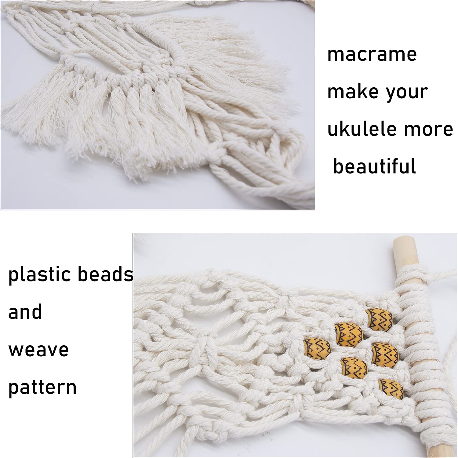 majowir Macrame Ukulele Hanger – Wall Mount Stand Holder for Tenor Ukulele, Decorative Case Alternative