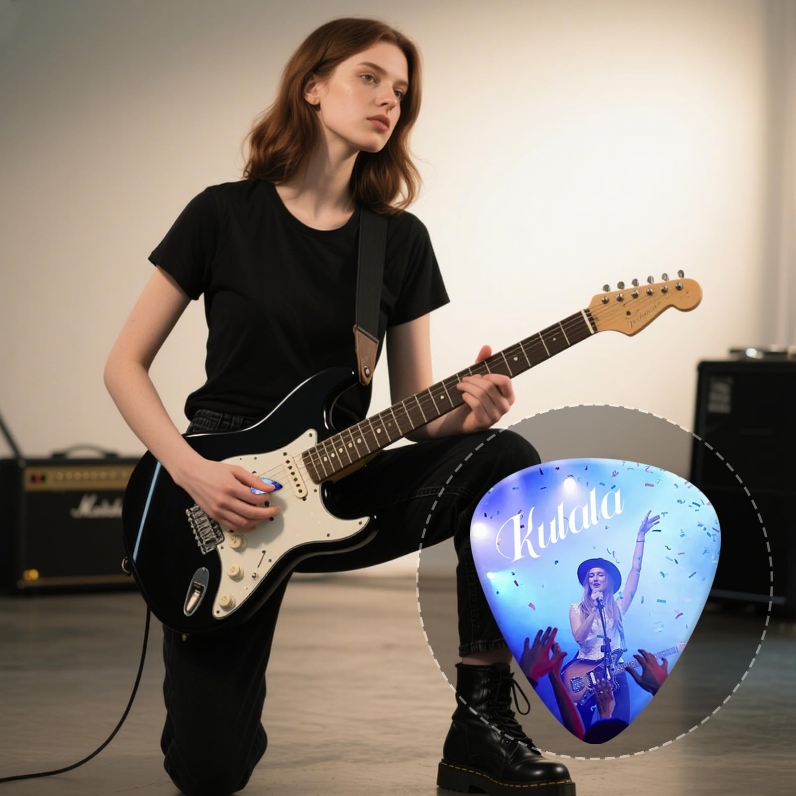 Custom Guitar Picks 6 Pack, Personalized Guitar Picks Double-Sided Printing, Design Your Own Customized plectrum for Electric Guitar, Bass, Ukulele Accessories Gifts for Men Women (0.96mm)