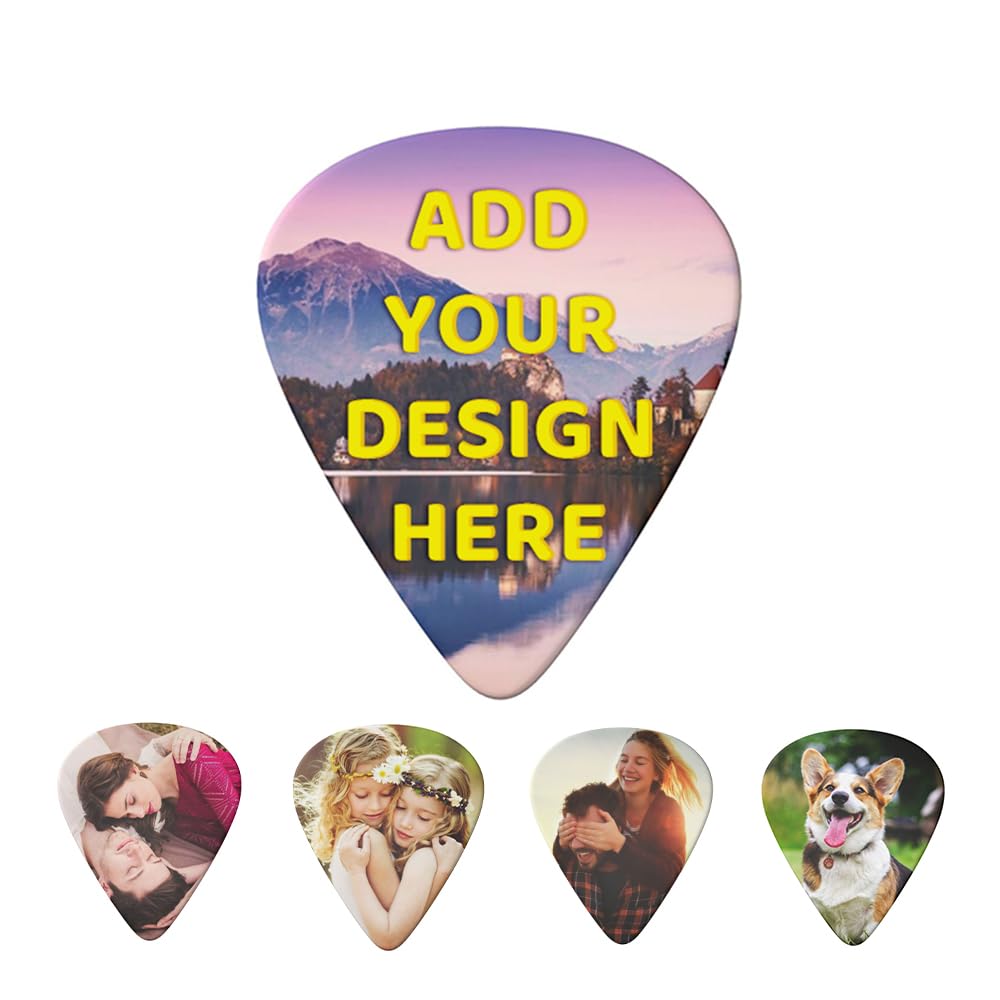Custom Guitar Picks 6-Pack, Double-Sided Personalized Guitar Pick with Photo/Text/Logo, Fits Guitar/Bass/Ukulele, Ideal Music Accessories Gift(0.96mm)