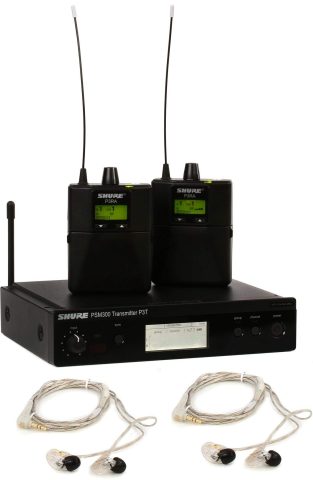Shure PSM300 P3TRA215TWP Pro Wireless in-Ear Personal Monitor System with SE215-CL Earphones, Twinpack – H20 Band
