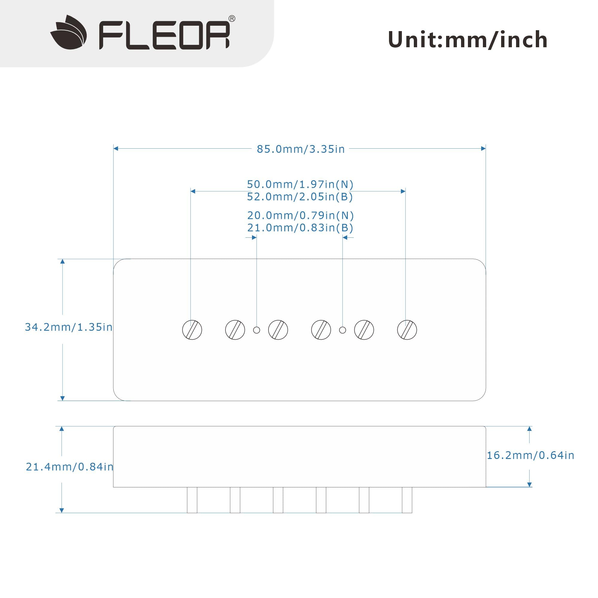 FLEOR Alnico 5 Single Coil Soap Bar P90 Neck & Bridge Pickup Set – Black
