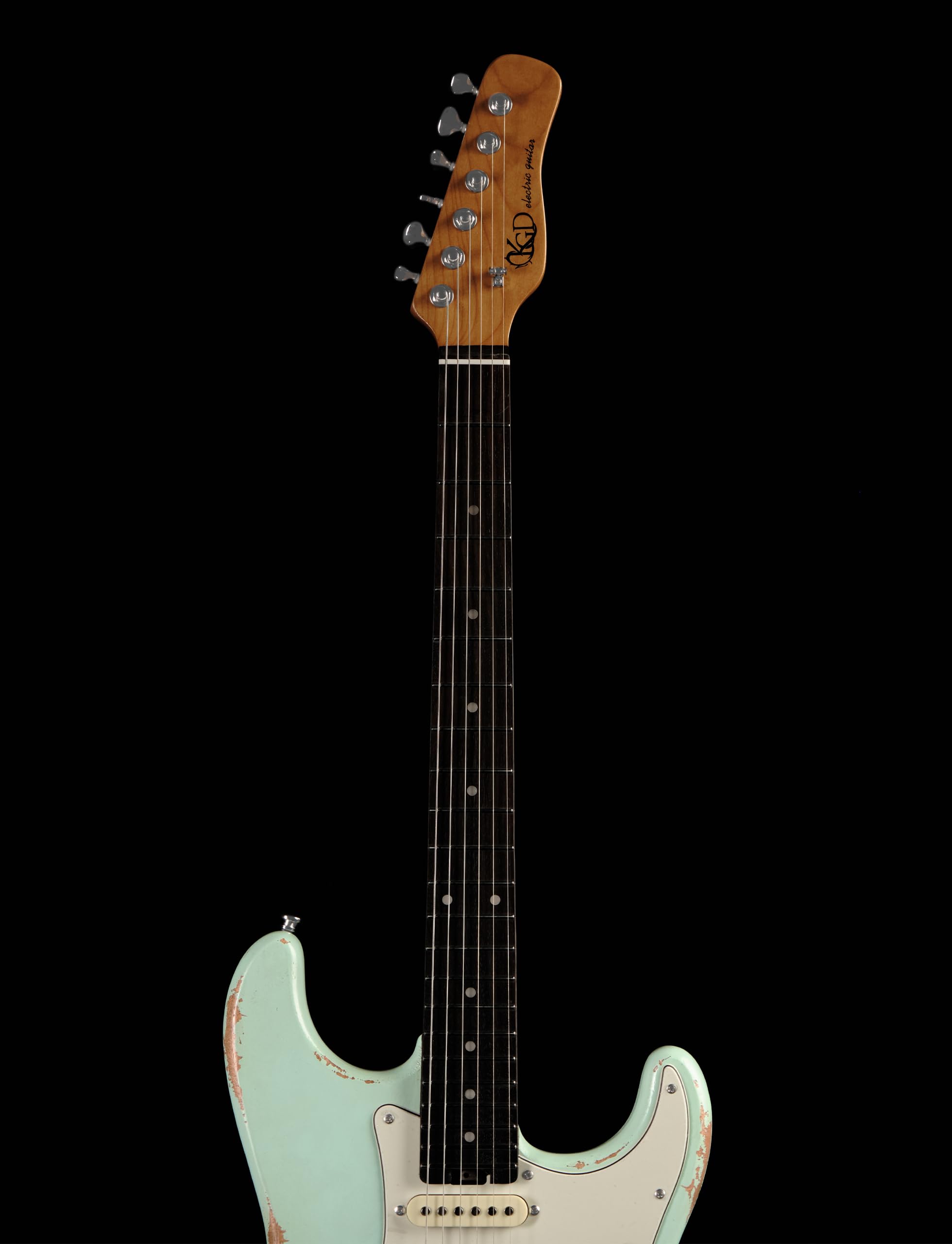 KGD Relic Electric Guitar,Roasted Maple Neck and Rosewood fingerboard,Bone Nut,6-String Relic Guitar,Professional/Full Size/Electric Guitars for Adults (Surf Green)