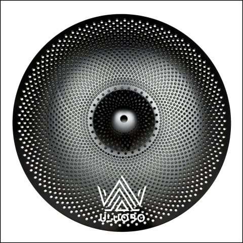 ULUOBO 18 inch Low Volume Crash Ride Cymbal, Quiet Silent Crash-Ride for Practice (Black, 1 Pieces)