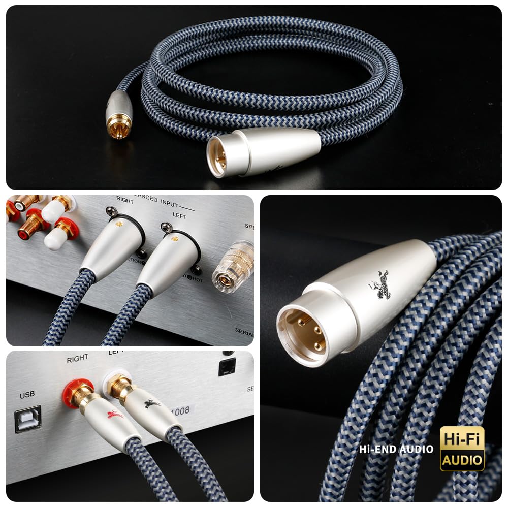 Impeto XLR Male to RCA Cable, 3-Pin Male XLR to Dual RCA Adapter for Mixer, Amplifier, Subwoofer (3M/9.8ft) 2-Pack