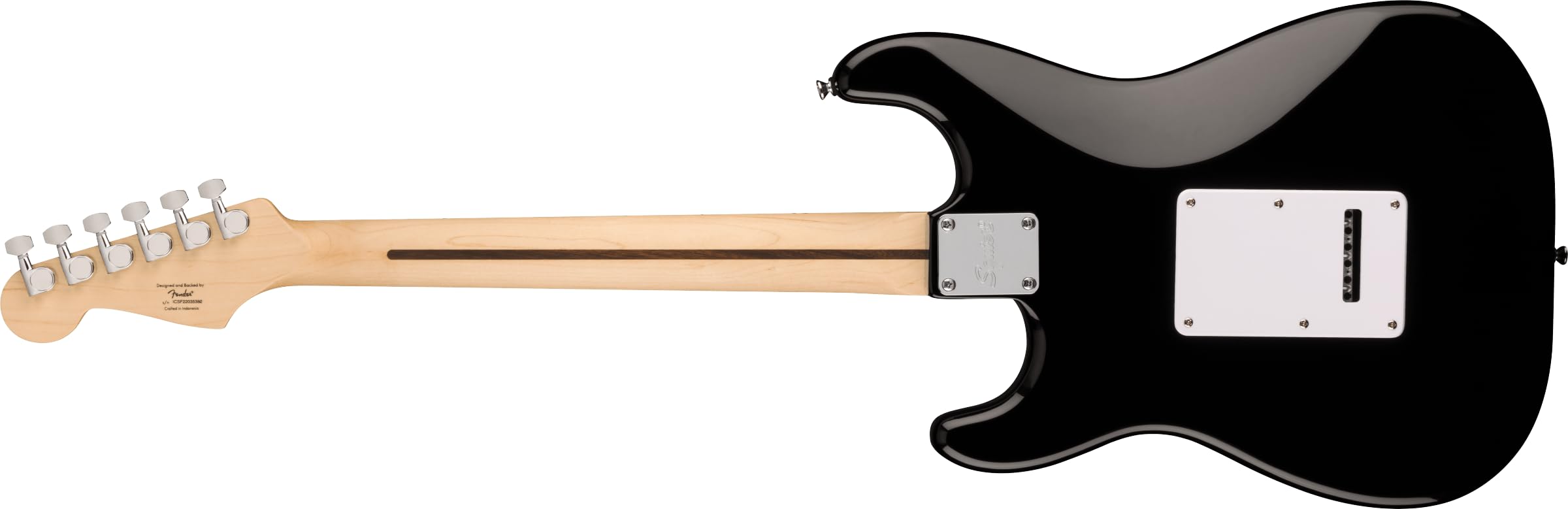 Squire Sonic Stratocaster Electric Guitar, Black, Maple Fingerboard, White Pickguard