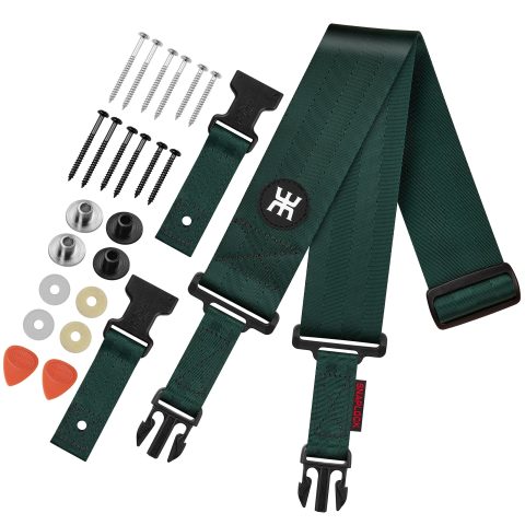Amumu SNAPLOCK Pro Guitar Strap – Quick-Release Buckle, Screw Fasten Ends, Quick-Fetch Pick Holder, Adjustable 38″-57″, Fits Bass, Electric Guitars, Gift for Guitarists, Emerald Green