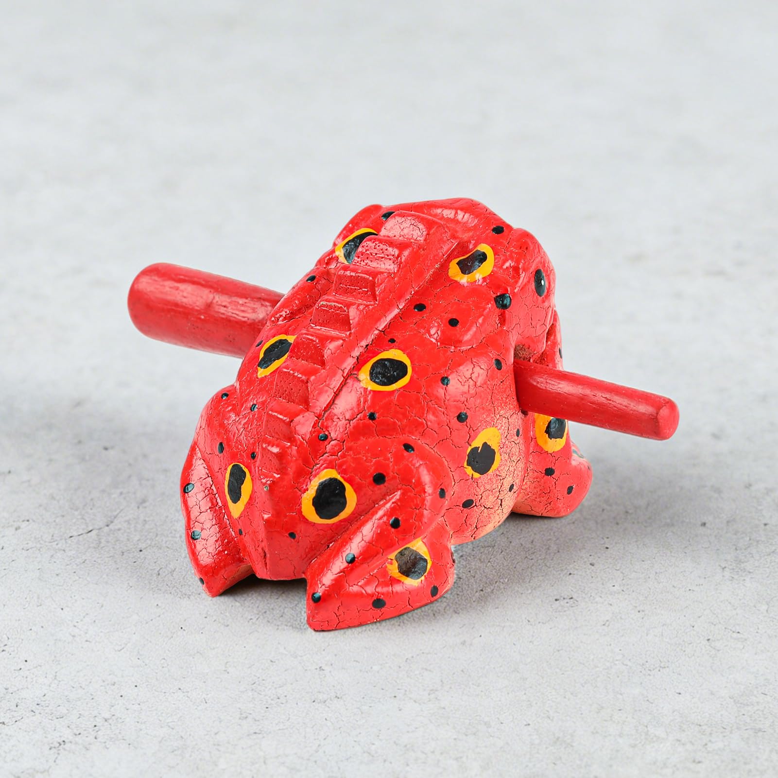 GOGHOST 3.5 inch Frog Guiro Rasp Wooden Instrument (Painted Red)