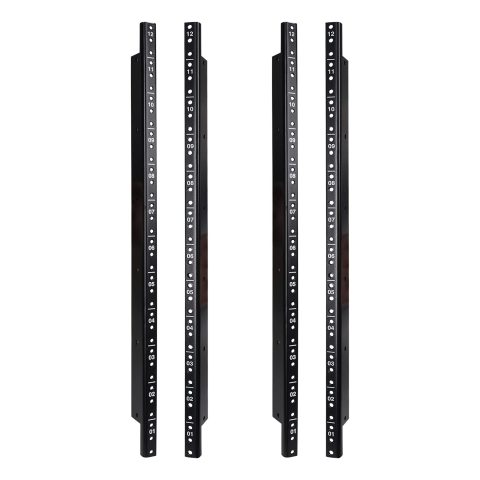 Sound Town 4-Pack 12U Steel Rack Rails, with Black Powder Coated Finish and Screws (ST-RR-12UX2)