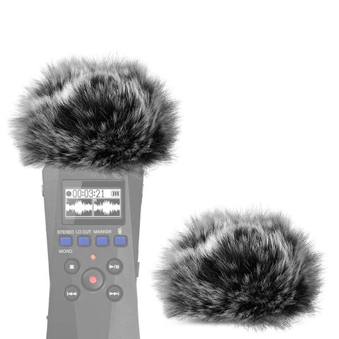 Geekria for Creators Furry Windscreen Compatible with Zoom H1 Essential Handy Recorder, Mic DeadCat Wind Cover Muff, Fluff Cover Windshield, Portable Digital Recorder (Grey / 2 Pack)