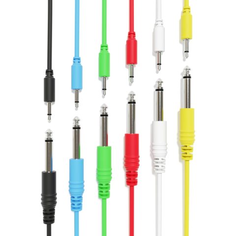 ExcelValley – Mono Patch Cables – TS 3.5mm 1/8″ to 6.35mm 1/4″ [6A-Pack | 15 cm – 5.91″]