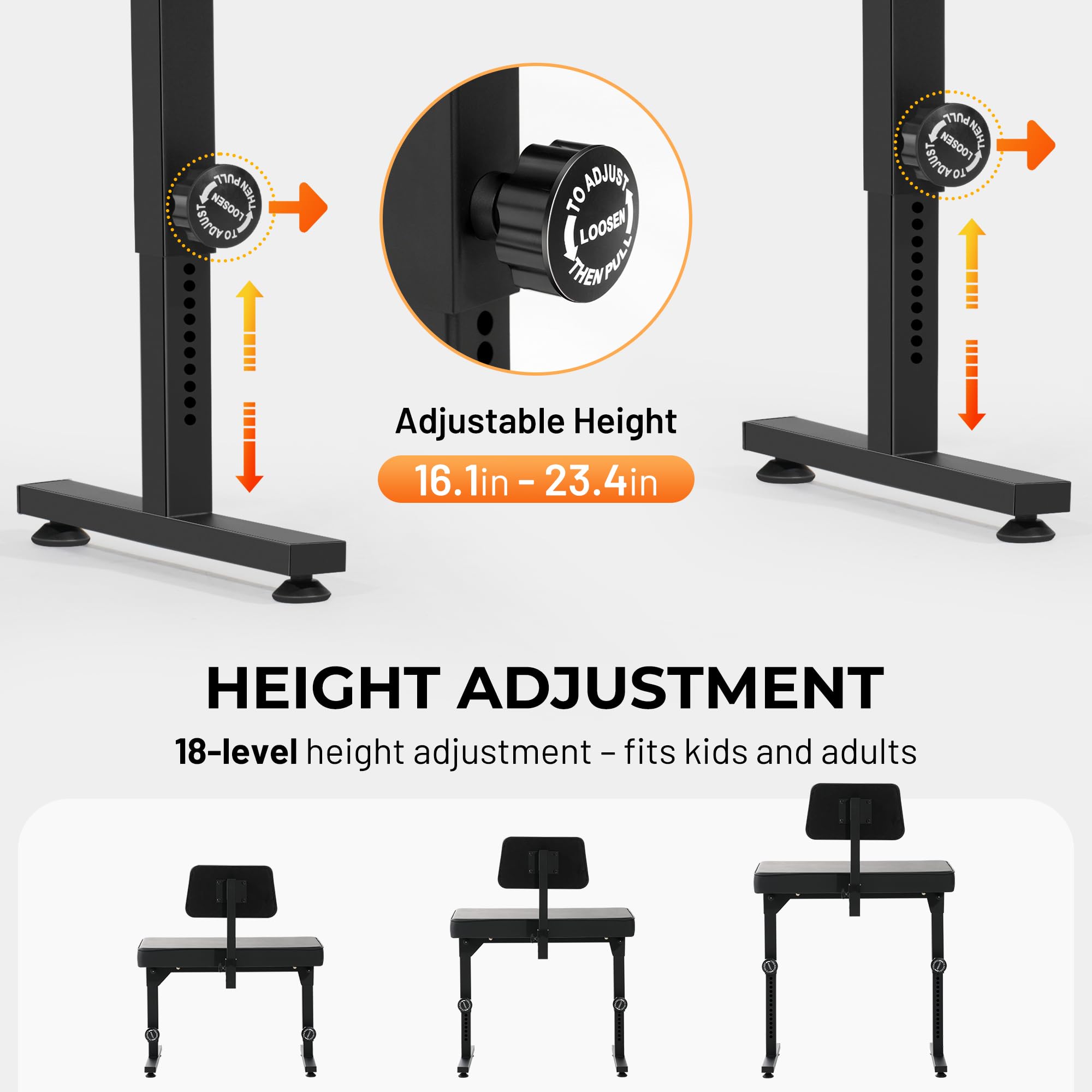 CAHAYA Foldable Adjustable Piano Bench: Portable Keyboard Stool 200kg Capacity Height & Backrest Adjustable for Kids/Adults Perfect for Home Studio Teaching & Outdoor Performances