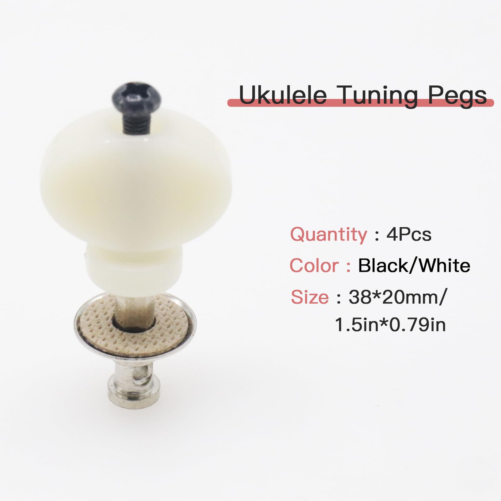CashBeat 4Pcs Ukulele Tuning Pegs, White Metal Machine Heads Tuners