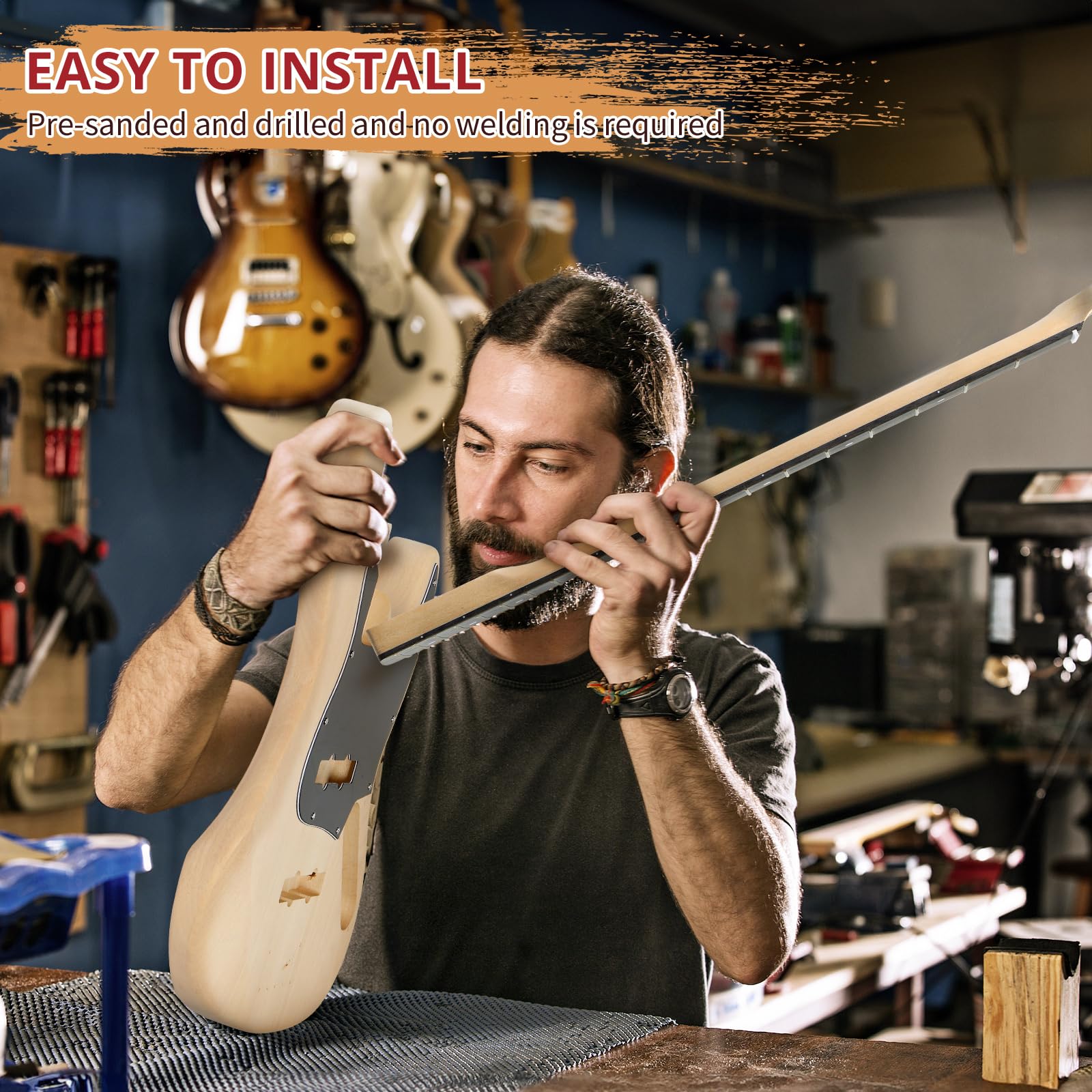 Ktaxon DIY Electric Guitar Kit, 46 Inch DIY Bass Guitar Kit (Kjazz)