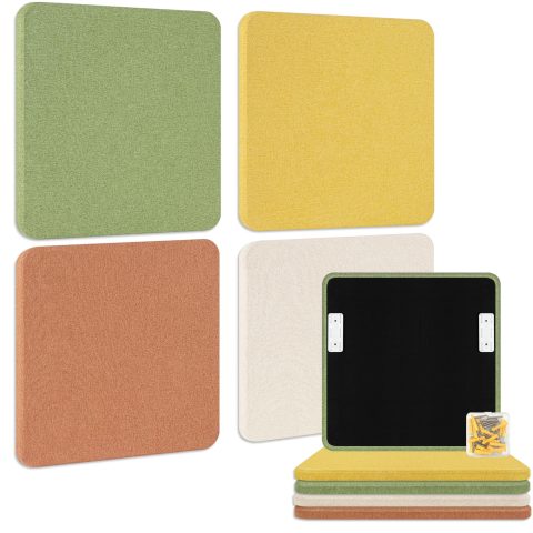 BUBOS 4-Pack Fabric Acoustic Panels 23.6″x23.6″x1″, Decor Soundproof Panel