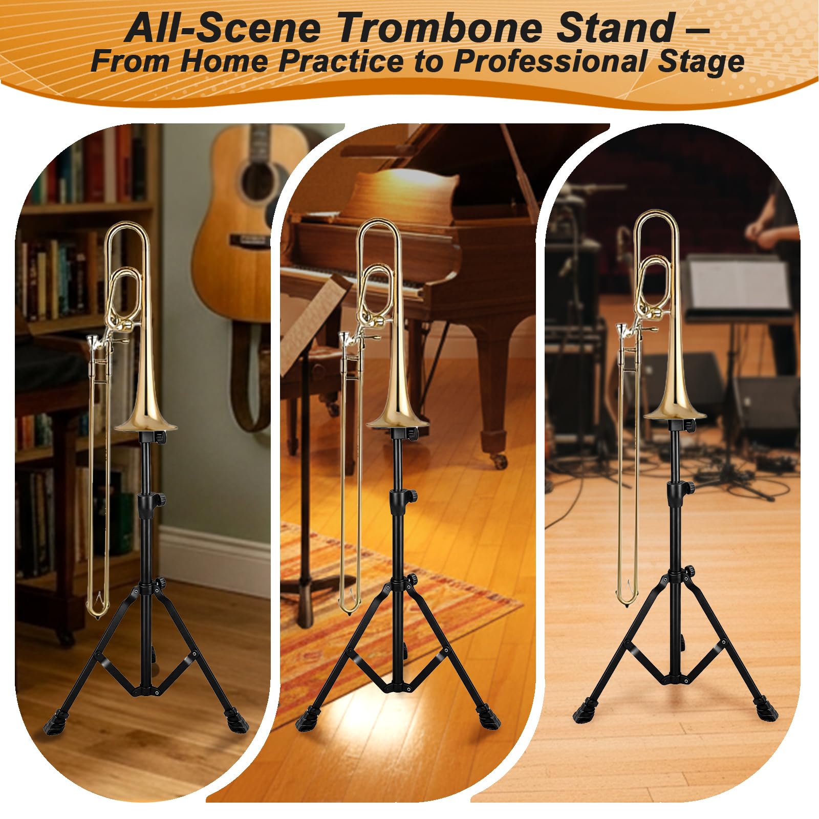 Ngdiluxury Trombone Stand, Adjustable Height Retractable Trombone Stands