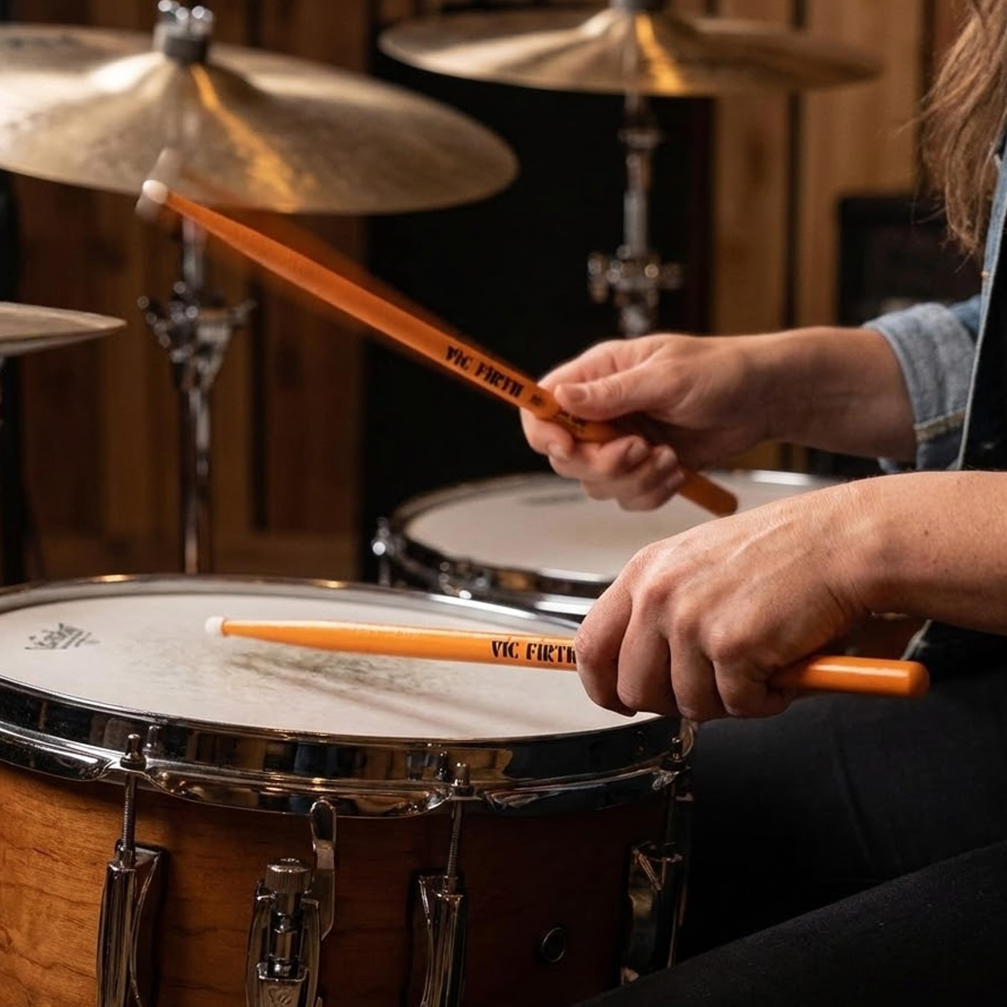 Vic Firth Signature Series Dave Weckl Evolution Nylon Tip Drumsticks – 3‑Pack Bundle with Austin Bazaar Polishing Cloth