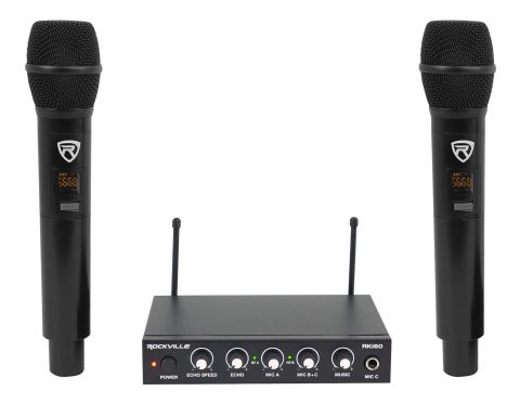 Rockville RKI60 Dual UHF Wireless Microphone Karaoke Interface and Mixer