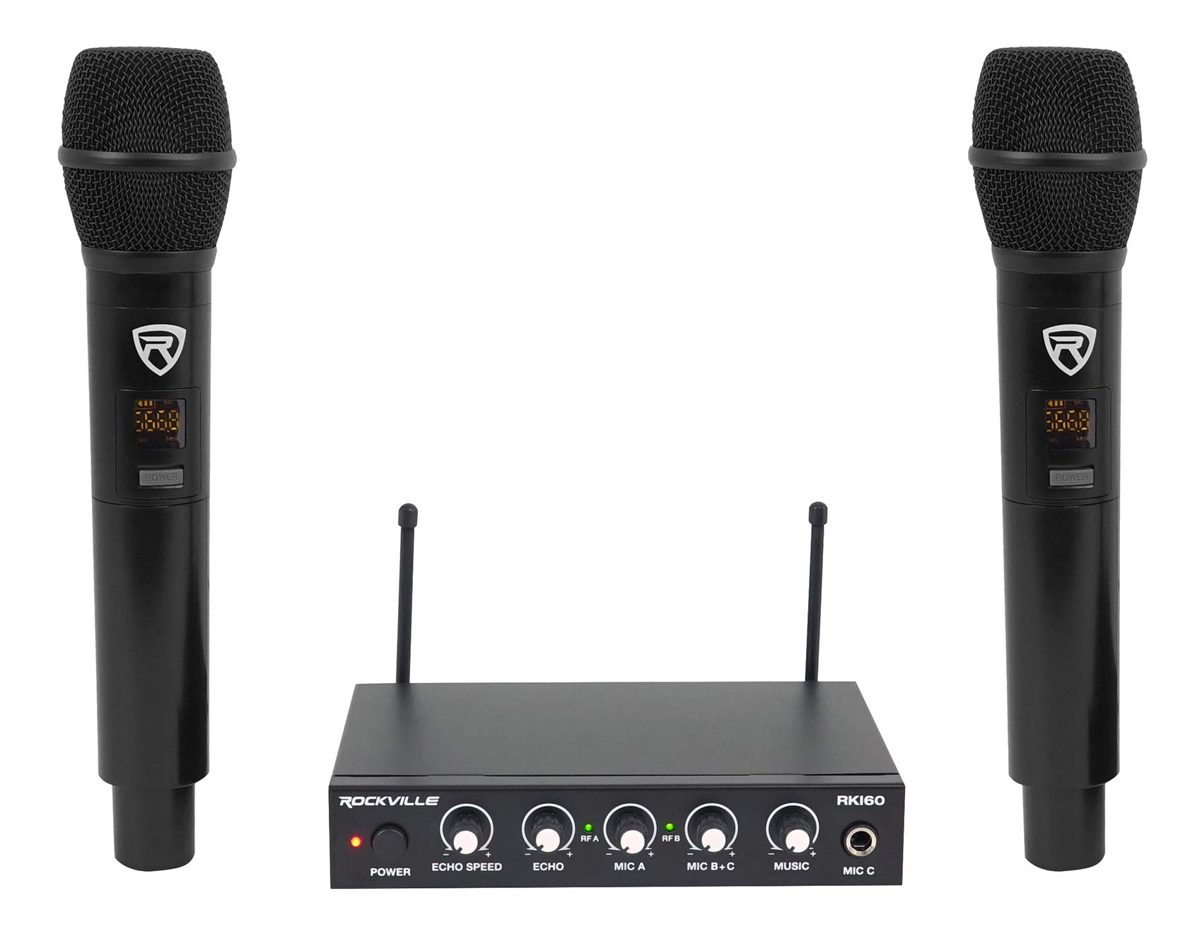 Rockville RKI60 Dual UHF Wireless Microphone Karaoke Interface and Mixer