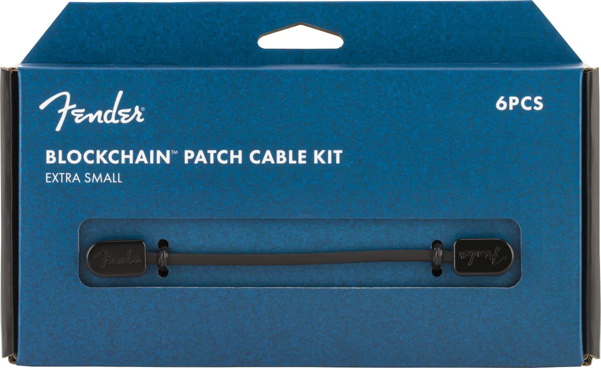 Fender Blockchain Patch Cable Kit, Guitar Cable, Stocking Stuffers, Guitar Accessories, Angle/Angle, Black, Extra Small, 6 Pieces